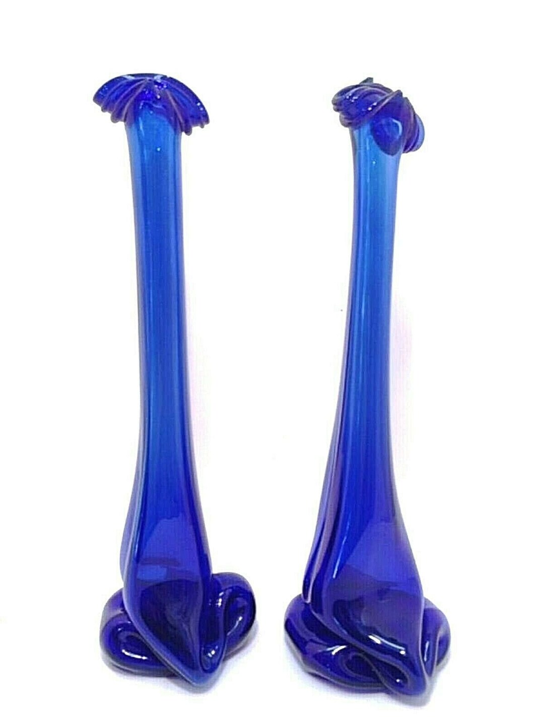 Cobalt Blue Bud Vases Two RARE MeltedGlass Maryland Glass Etsy.de