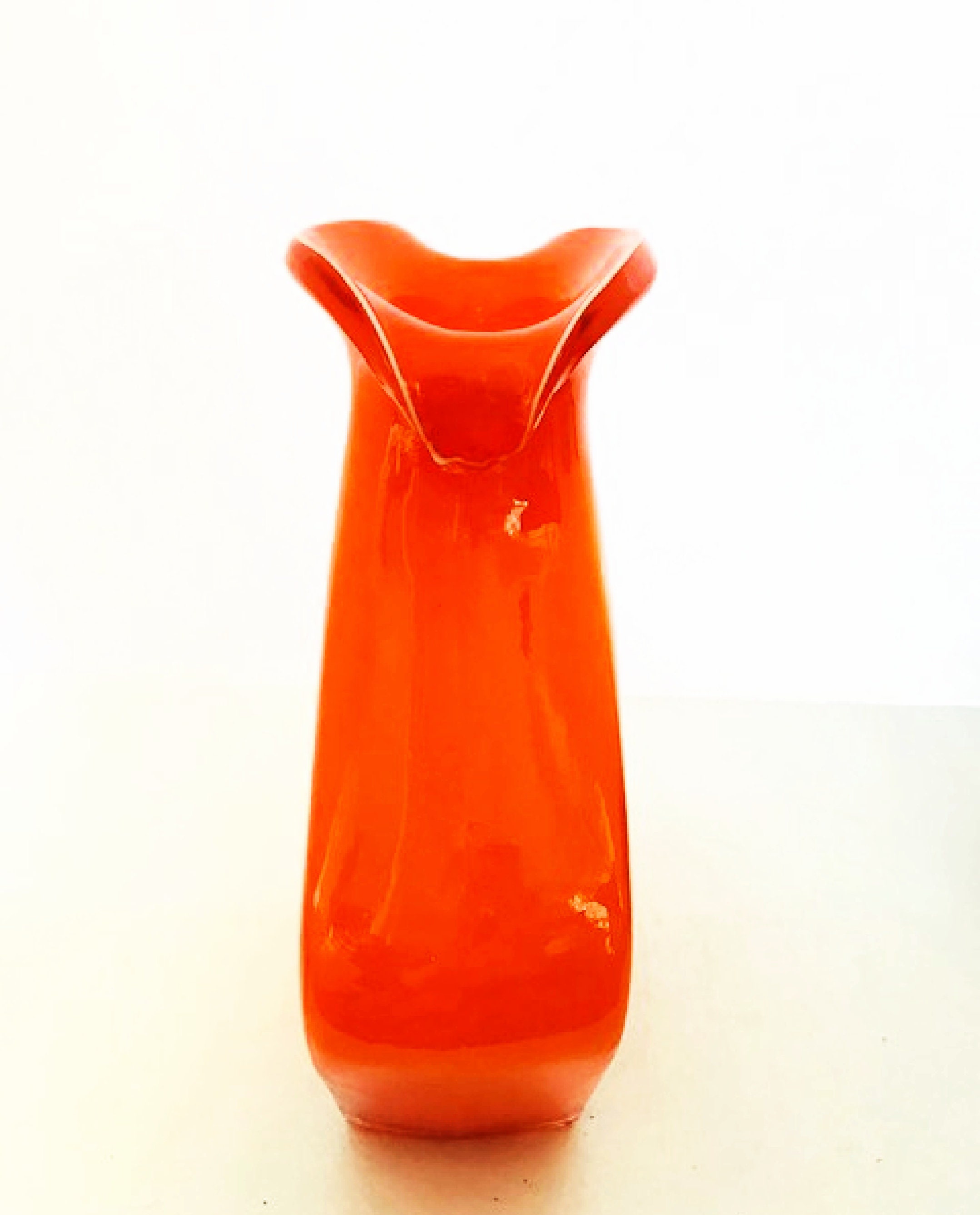 Art Glass Decorative Vase Orange with Clear Center Heavy Hand Etsy
