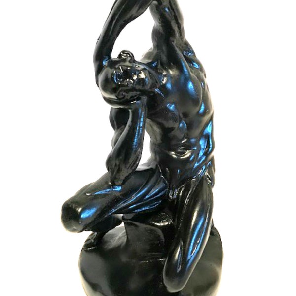 Sculpture of Naked Man Kneeling Twisting His Head Austin Productions Rare Statue 10" Tall