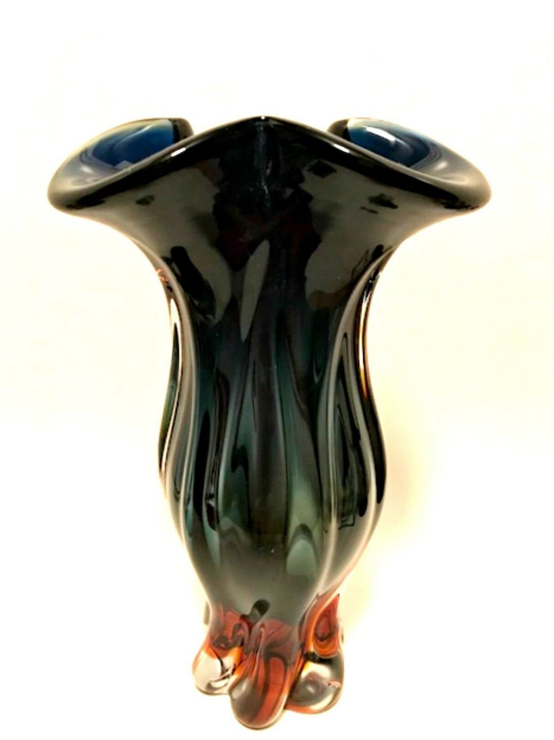 Egermann Bohemia Art Glass Vase Cobalt & Amber Czech Republic 13.5 Tall -  Etsy