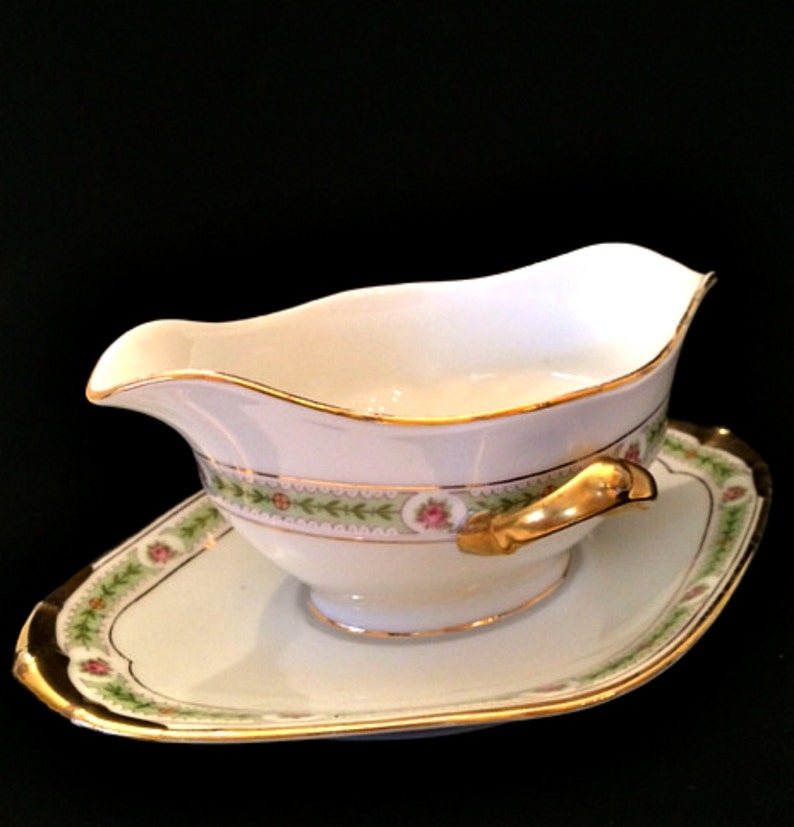 Limoges France Gravy Boat With Attached Underplate Stamped TV
