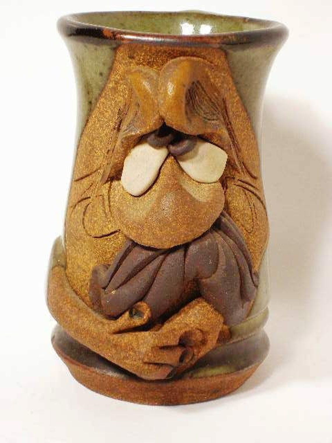 Mahon Stoneware Mug Pottery Funny Face Mustache 5 1/4 Etsy