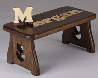 Personalized Classic Two-toned Hardwood Puzzle Stool - Educational Toy, Keepsake, New baby, First Birthday, Personalized gift