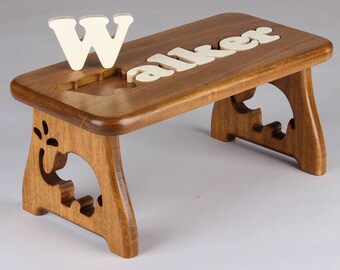 Name Puzzle Stool - Pick Your Design - Pick Your Finish - First Birthday, Christmas Gift, Educational Gift, Baby Keepsake, Baby Shower