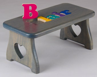 Name Puzzle Stool - Pick Your Design - Pick Your Finish - First Birthday, Valentines, Educational Gift, Baby Keepsake, Baby Shower