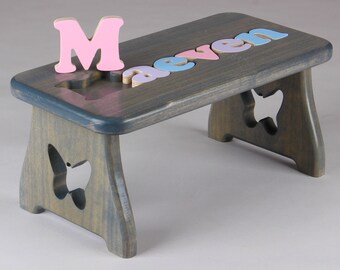Name Puzzle Stool - Pick Your Design - Pick Your Finish - First Birthday, Christmas Gift, Educational Gift, Baby Keepsake, Baby Shower