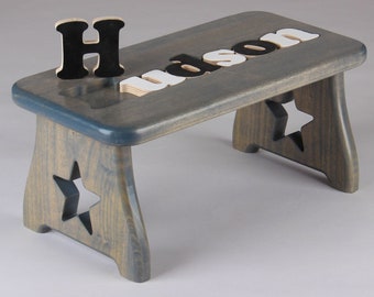 Name Puzzle Stool - Pick Your Design - Pick Your Finish - First Birthday, Christmas Gift, Educational Gift, Baby Keepsake, Baby Shower