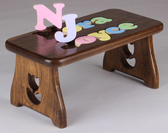 Two-Name Puzzle Bench - 4 FINISH Options -  Personalized Baby Gift, First Birthday, Second birthday, Baby Shower, Christening, Keepsake