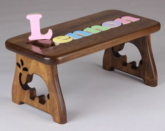 Name Puzzle Stool, Pick Your Design, First Birthday Gift, Montessori Toy,  Custom Step Stool, Baby Personalized Keepsake, Baby Shower Gift