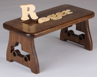 Personalized Classic Two-toned Hardwood Puzzle Stool - Educational Toy, Keepsake, New baby, First Birthday, Personalized gift