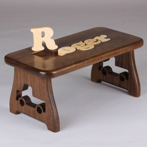 Personalized Classic Two-toned Hardwood Puzzle Stool - Educational Toy, Keepsake, New baby, First Birthday, Personalized gift