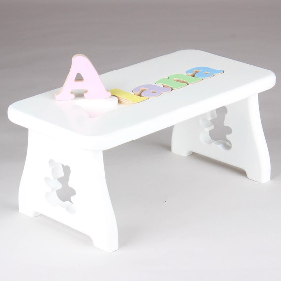 Name Puzzle Stool WHITE FINISH Butterfly Step Stool First Birthday Personalized Baby Keepsake Baby Shower Christening Puzzle Etsy
