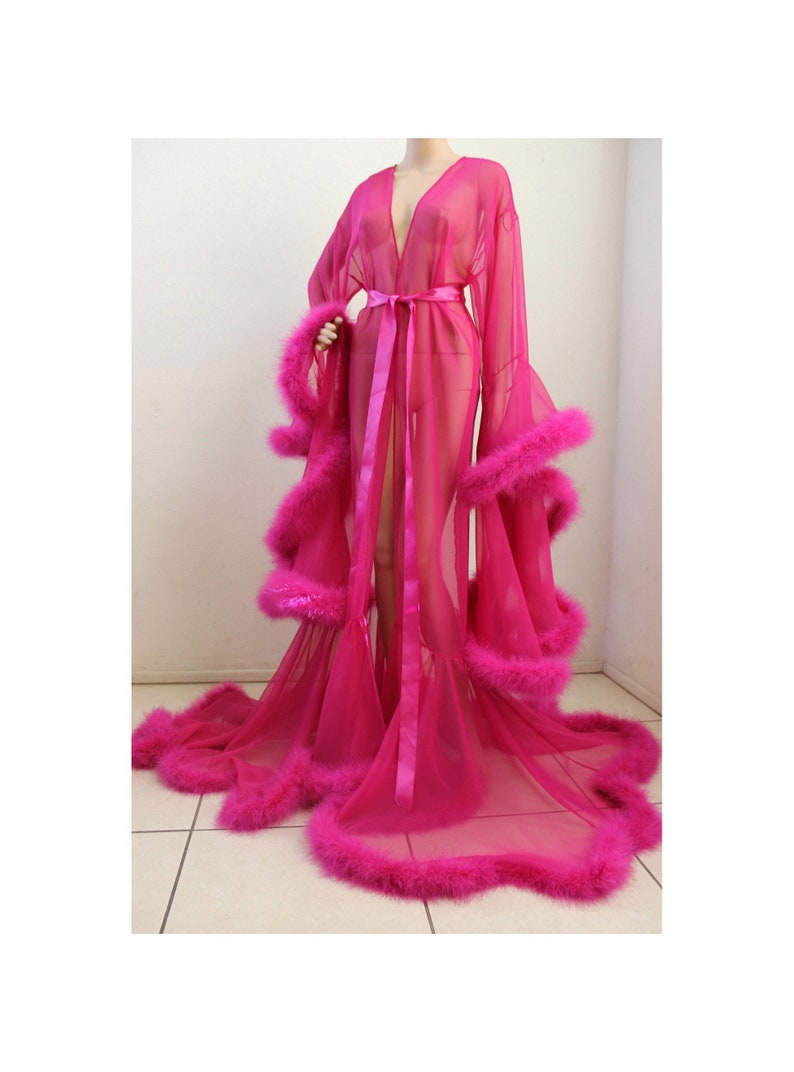 long pink mesh robe