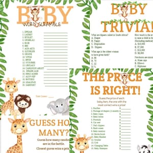 Safari Baby Shower Games Printable Template Bundle - Etsy
