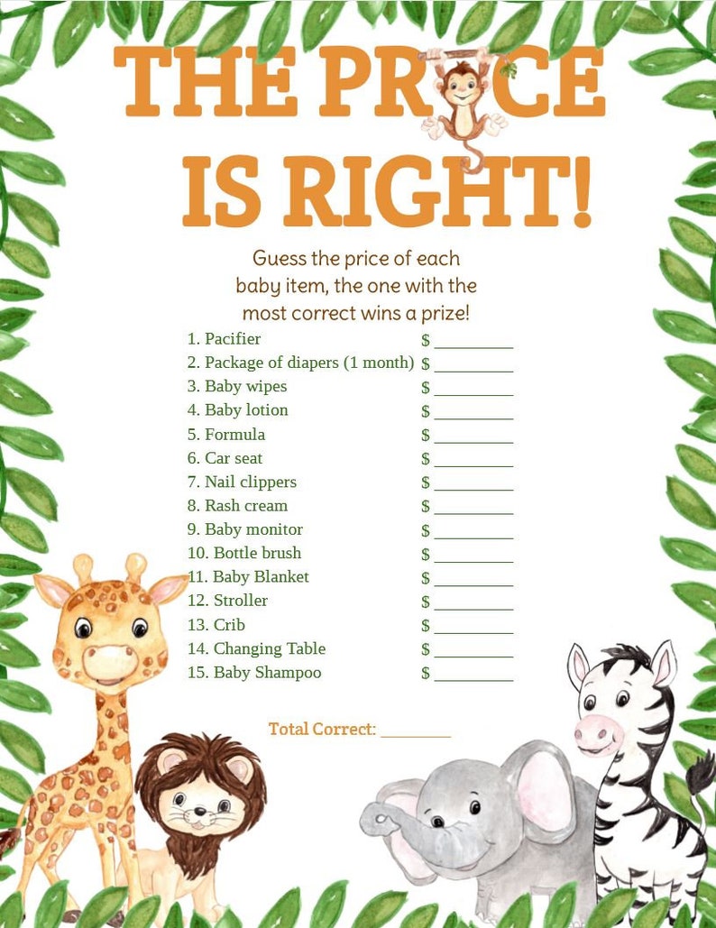 Safari Baby Shower Games Printable Template Bundle - Etsy
