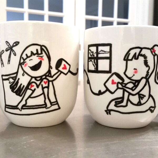 Long Distance Friends mug, white ceramic mugs, coffee mug, long distance friend, I miss you, Valentine's gift, cute fun mug, unique gift