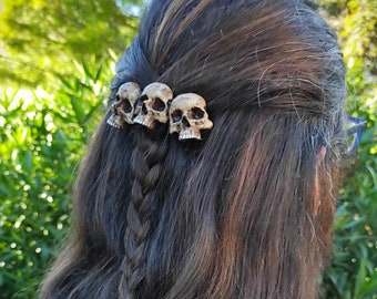 Calaveras clip de pelo, accesorio calaveras, horquilla cabello calaveras, accesorios goticos, peinado bruja,  tocado gótico