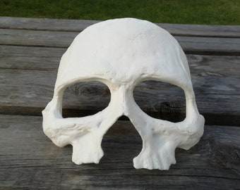 Skull mask human skeleton half mask - RAW CAST DIY -  unpainted resin mask larp cosplay shaman witch warlock death