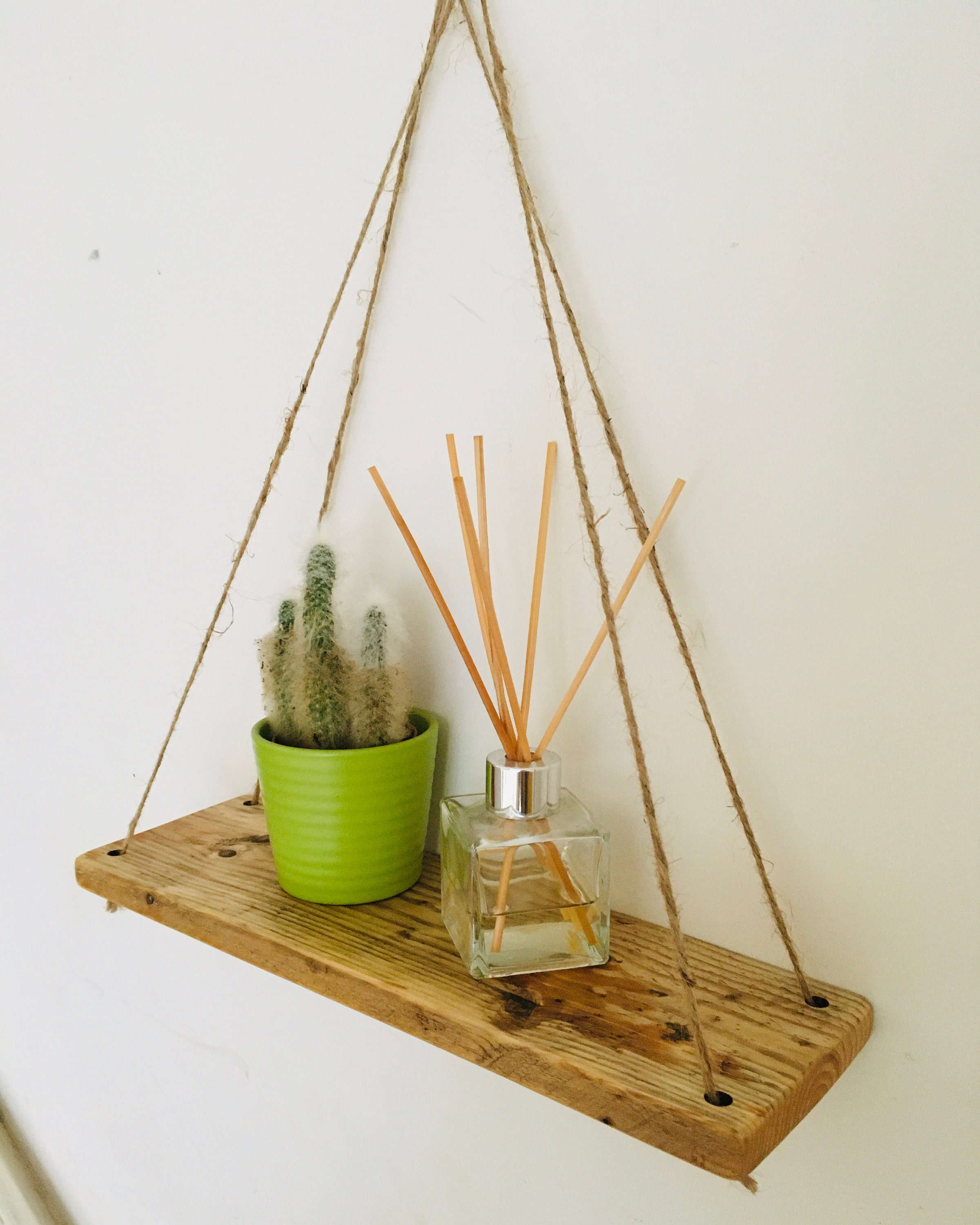 Reclaimed pallet wood hanging shelf Etsy