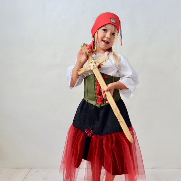Pirate Girl, Pirate Costume, Children Costume, Pirate Bride, Halloween, Costume Skirt, Disguise, Girls Skirt, Pirate Costume, Girls,Carnival