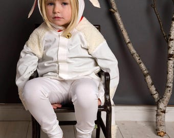 Funidelia Costume Da Pecora Per Bambina E Bambino – Tunica E Cappuccio, Taglia 10-12 Anni