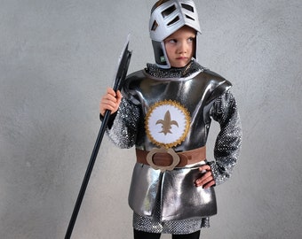 Einzelteile zum Ritter Kostüm, LARP, Mittelalter, Kinderkostüm, Helm, Halloweenkostüm, Kinderkostüm, Rüstung,Karnevalskostüm,