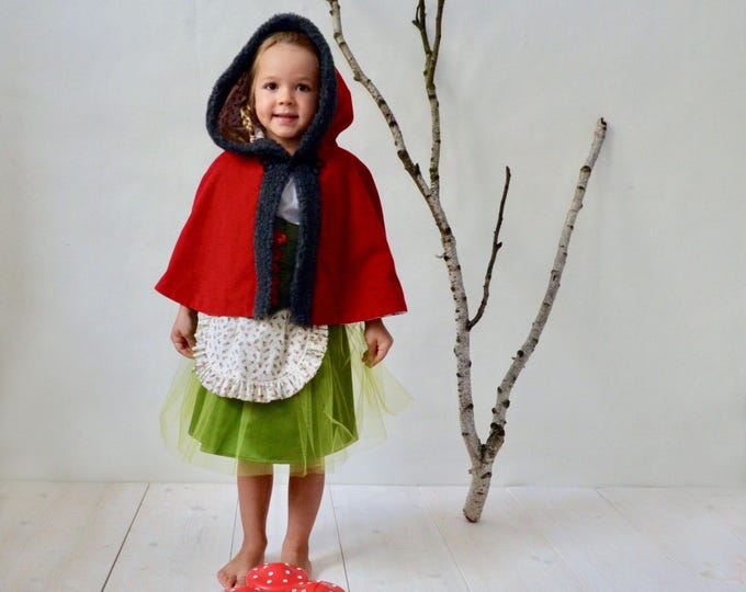 Little Red Riding Hood, costume, set or individual parts, skirt, cape, apron, blouse, cotton, carnival, children's costume, Halloween,