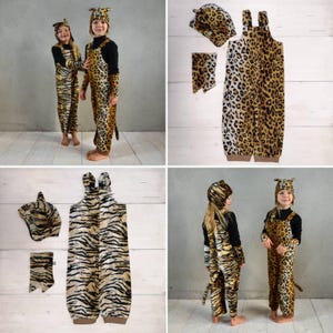 Luipaard- of tijgerset, Luipaardkostuumset, Roofdierbroek, Tijgerkostuum, Hoed, Overalls, Halloween, Halloweenkostuum, Kinderkostuum afbeelding 7