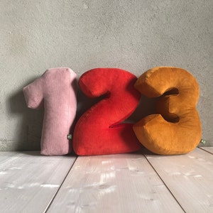Número 1 de peluche, número, ABC, cojín con letras, cojín de peluche, cojín con nombre, regalo de bautizo, regalo de nacimiento, cojín, cojín decorativo, habitación infantil,