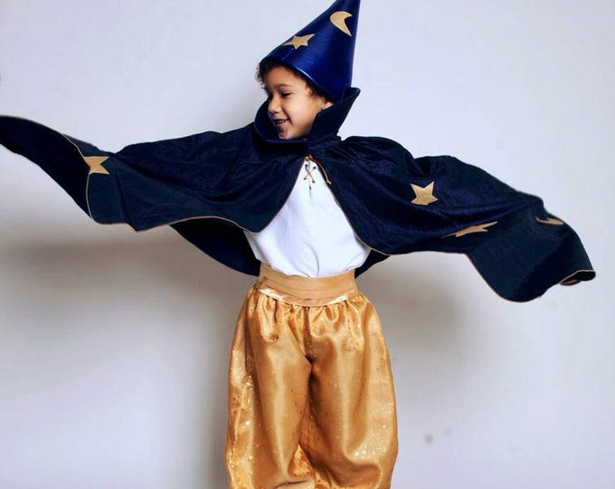 items of the Wizard Costume, Magician, Halloween, Kids Costume, Fortune Teller, Children's Carnival Costume, 