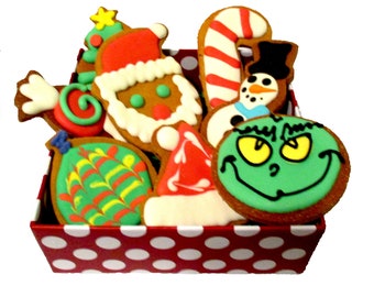 Bone Bons Christmas Dog Treats Gift Box with Grain Free Organic Decorated Cookies
