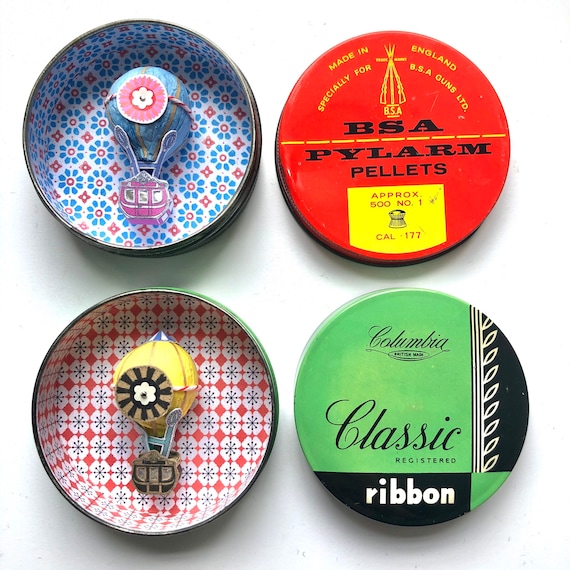 Hot Air Balloon Dioramas in Circular Vintage Tins
