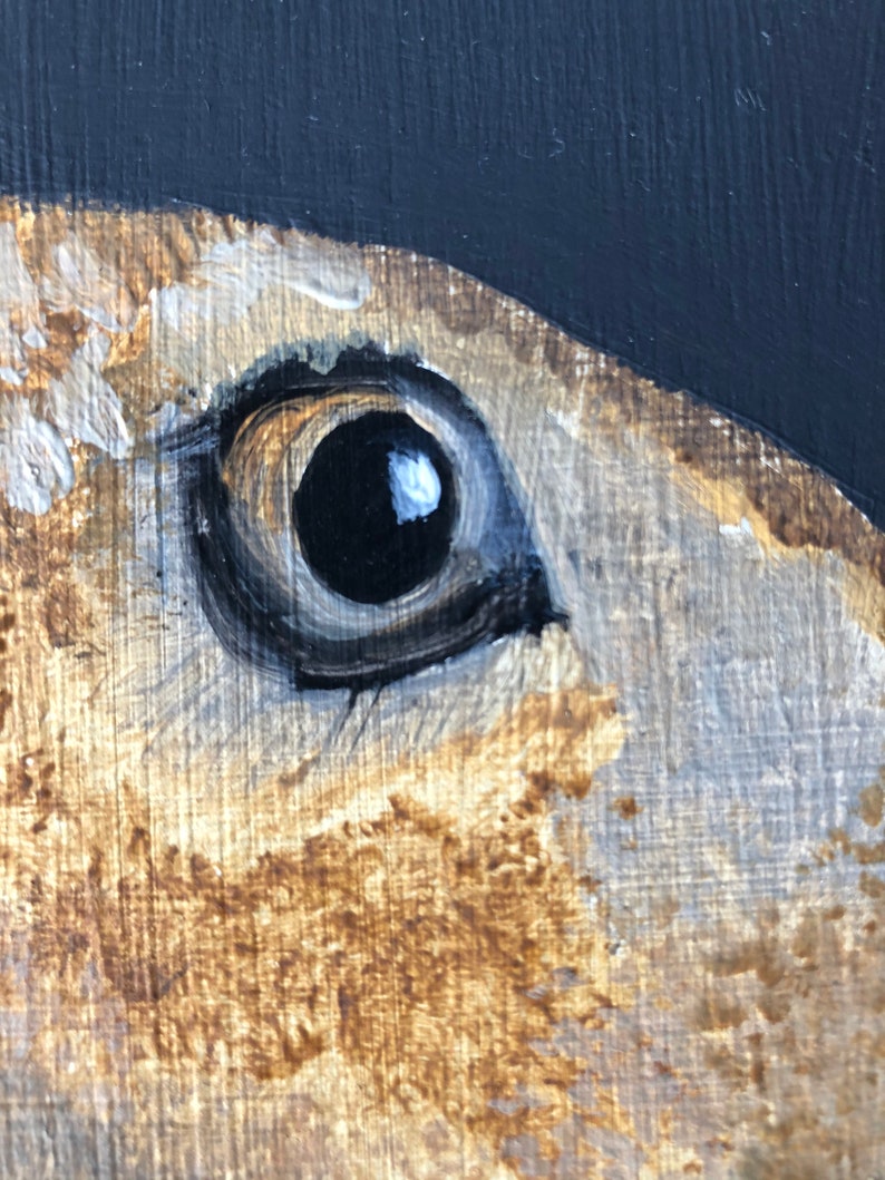 Anthropomorphic Oil Painting on Board Harold Hare with Fur Collar