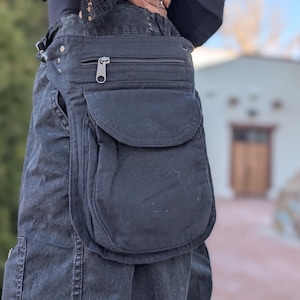 Black Hip Bag Fanny Pack with Lobster Clasp Belt Loop Clips #14