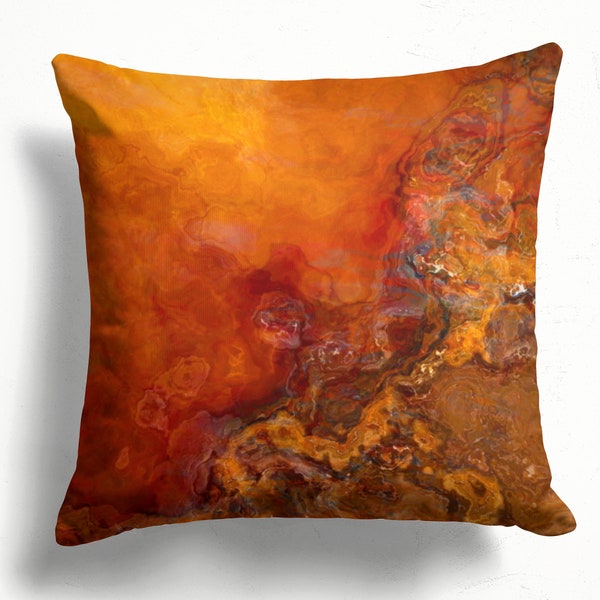 Decorative Pillow Cover with Abstract Art, Throw Cushion Cover, 16x16 inch or 18x18 inch, Square Accent Pillow Cover, Gold Rush