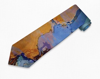 Men’s Tie with Abstract Art, Modern Men’s Necktie, Print Neck Tie for Him, Gift for Dad, Contemporary Art Tie, Wedding Tie, Bridge