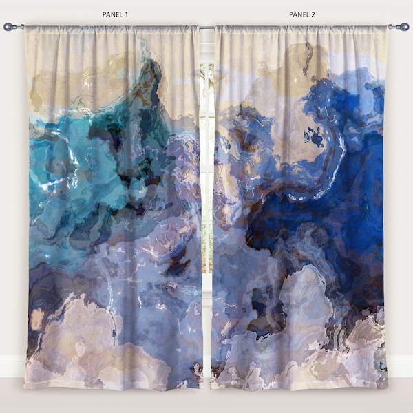 Abstract Art Window Curtain: Blackout Drapes, 50x84 - Bluesy
