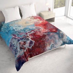 All Seasons Lightweight Comforter with Abstract Art, Contemporary Quilt Bedding, Twin, Queen or King Size Bedspread, Devotion