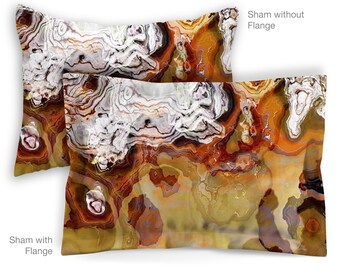 Abstract Art Pillow Sham, Standard or King Pillow Case, Bedroom Sham Contemporary Bedding, Flanged or Plain, Envelope Back, Woodwork