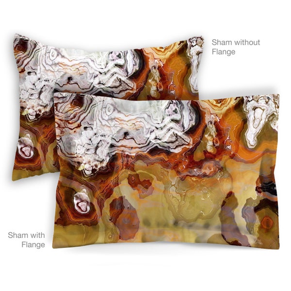 Abstract Art Pillow Sham, Standard or King Pillow Case, Bedroom Sham Contemporary Bedding, Flanged or Plain, Envelope Back, Woodwork