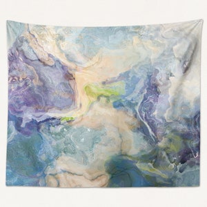 Abstract Art Tapestry Large Wall Hanging, Modern Living Room or Bedroom Decor, Contemporary Decor, Emergence in Blue, Purple, Beige