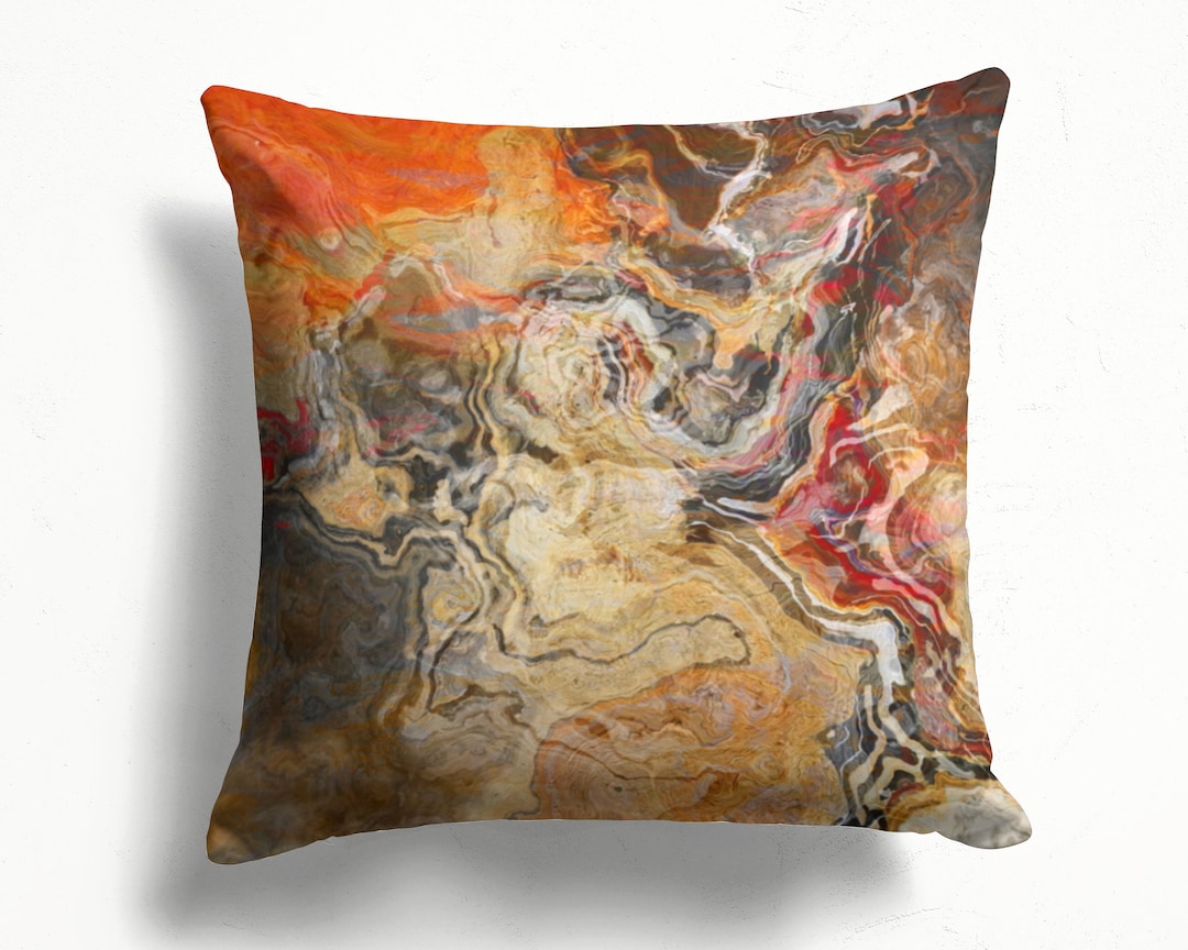 Decorative Pillow Cover With Abstract Art, Throw Cushion Cover, 16x16