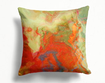 Decorative Pillow Cover with Abstract Art, Throw Cushion Cover, 16x16 inch or 18x18 inch, Square Accent Pillow Cover, On Fire