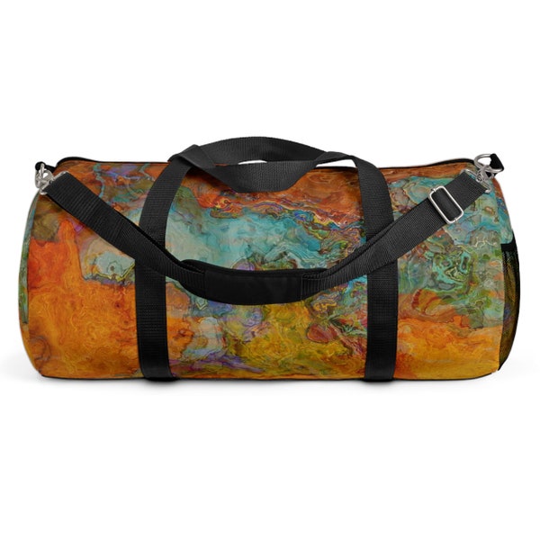 Weekender With Abstract Art, Lined Fabric Duffel Bag With Padded Shoulder Strap, Overnight Travel Bag, Duffle Carry On, High Desert