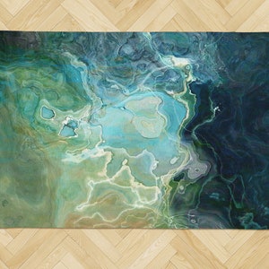 Area Rug with Abstract Art: Contemporary Indoor-Outdoor Lay-Flat Rug - Watershed