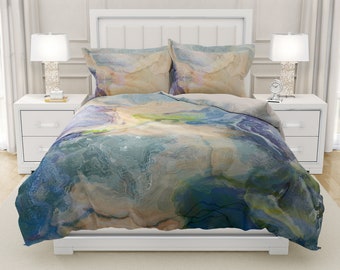 Duvet Cover with Abstract Art in King, Queen or Twin, Silky Smooth Microfiber, Contemporary Bedroom Decor, Modern Bedding, Emergence