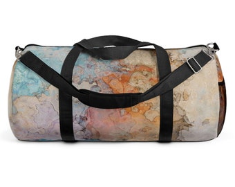 Weekender With Abstract Art, Lined Fabric Duffel Bag With Padded Shoulder Strap, Overnight Travel Bag, Duffle Carry On, Prelude