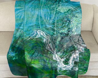 Sherpa Fleece Throw with Abstract Art, 50x60, 60x80, Warm Plush Blanket Throw, Sofa Throw, Modern Contemporary Decor, Rising
