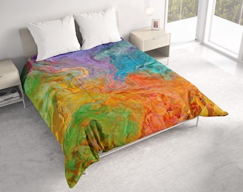 All Seasons Lightweight Comforter with Abstract Art, Contemporary Quilt Bedding, Twin, Queen or King Size Bedspread, Carnival