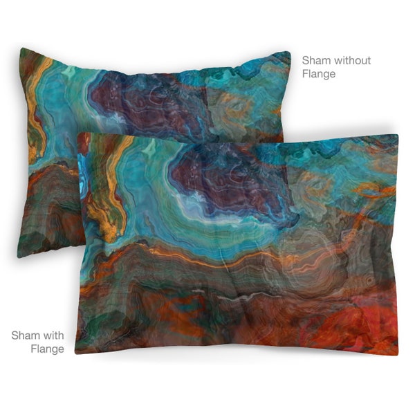 Abstract Art Pillow Sham, Standard or King Pillow Case, Bedroom Sham Contemporary Bedding, Flanged or Plain, Envelope Back, Sedona Sunrise